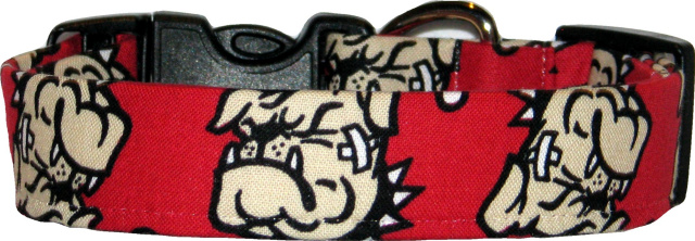 Tough Bull Dogs Red Handmade Dog Collar
